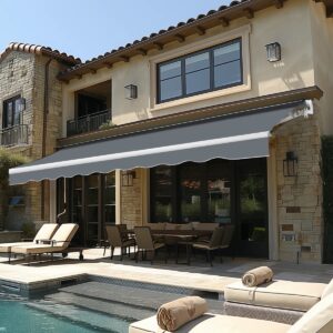 Manual Retraction Slope Patio Awning Gray Size: 6" H x 155.7" W x 96.8" D