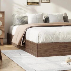 California King Wood Platform Bed Frame Walnut Finish