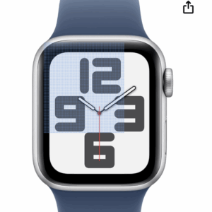 Apple Watch SE (2nd Gen) [GPS 40mm] Smartwatch with Silver Aluminium Case with Denim Sport Band.