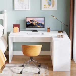 White L-Shaped Computer Desk With 3 Drawers, 55''