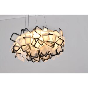 1-Light White And Black Acrylic Cloud LED Chandelier