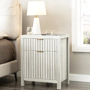 Arrilla 25'' H 2 - Drawer Nightstand with Built-In Outlets Gray
