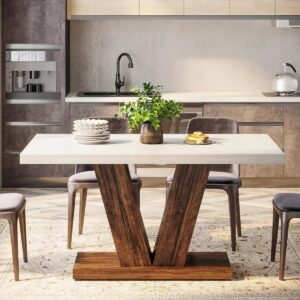 Bernadette Dining Table - White & Brown