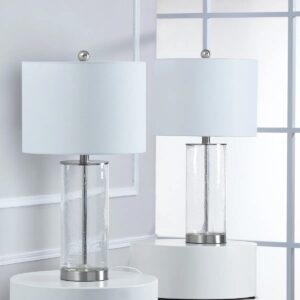 Brokk 23.75" Metal Glass Table Lamp Set (Nickel)