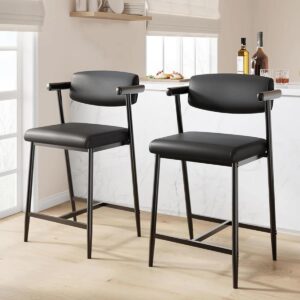 Counter Height Bar Stools Set Of 2 Black w/arms
