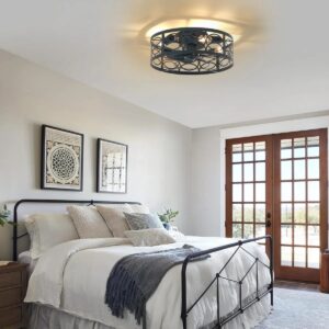 Joylin 18.9'' Black Caged Ceiling Fan with Light Kit