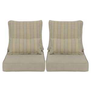 Lucy Outdoor Seat and Back Cushion（Set of 2 Seats, 2 Backs, 2 Pillows) (Set of 2) Beige
