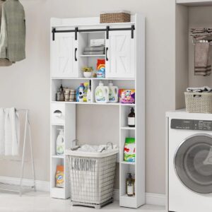 Farmhouse Storage Cabinet Over Toilet With Sliding Doors