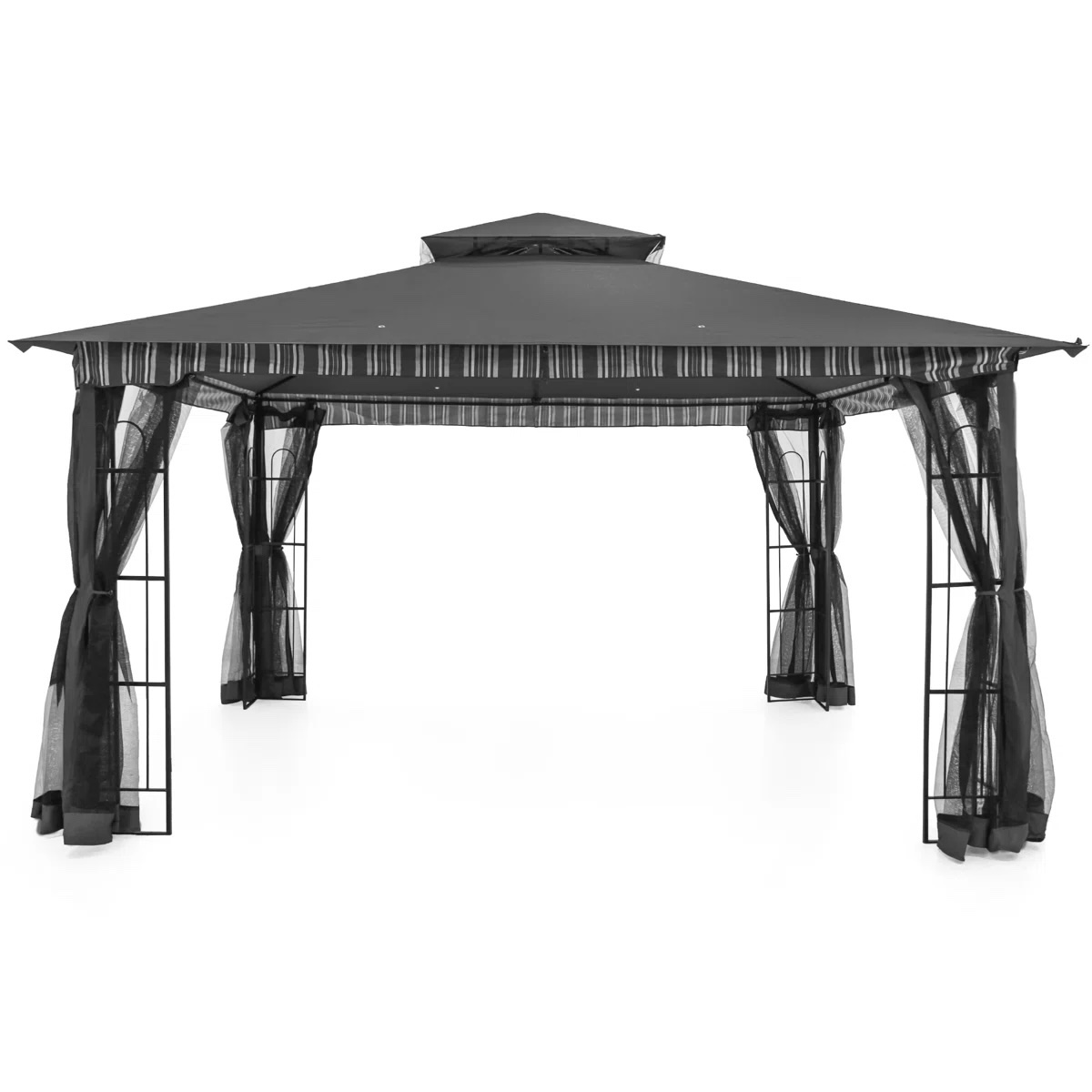 13 Ft. W X 11 Ft. D Steel Patio Gazebo Black