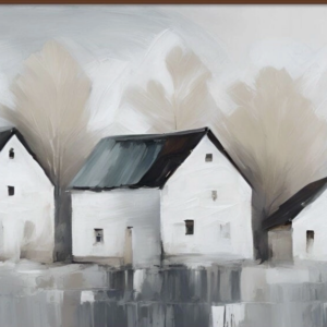 White Houses Medium Canvas 14"x32"
