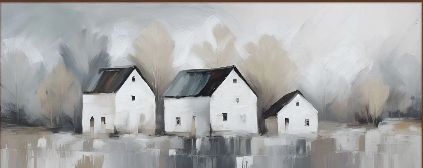 White Houses Medium Canvas 14"x32"