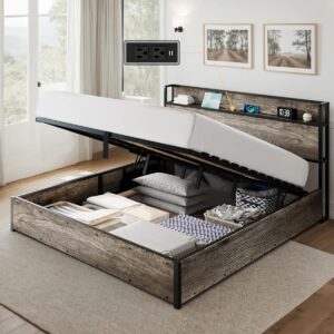Shila Lift Up Storage King Bed Frame & Charging Station, King
