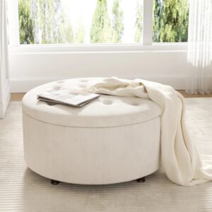 Winston Porter Upholstered Ottoman with Storage