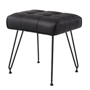 Faux Leather Upholstered Vanity Stool with Metal Legs