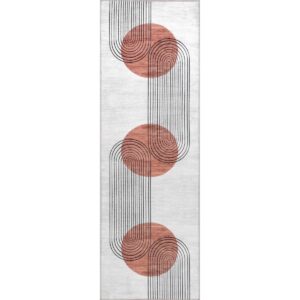 Martine Abstract Machine Washable Runner Rug 2'6'x8'