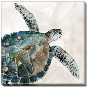 Neutral Sea Turtle I Canvas Wall Art 18"x18"