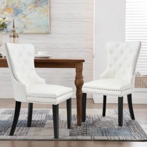 PU Leather Dining Chairs with Pull Ring (Set of 2)