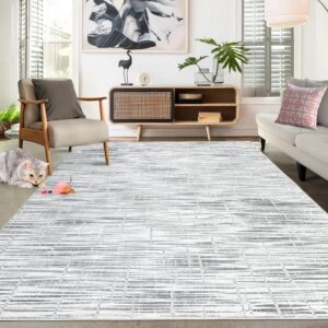 Machine Washable Rug with Rubber Backing Non-Slip 10'x13' Gray