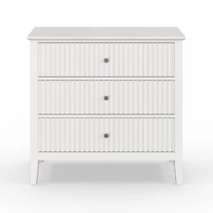 Amberrae Large 3 Drawer Dresser, Wide Chest of Drawers White