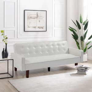 Eloy 74.4" Faux Leather Square Arm Sofa Bed