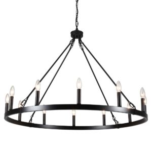 Dineen 12 - Light 38" Wide Candle Style Dimmable Wagon Wheel Chandelier