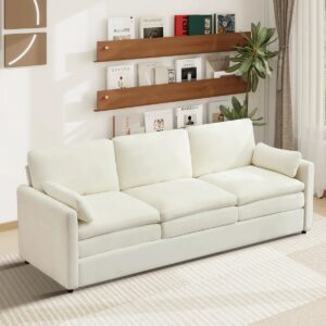 89'' W Luxury Chenille Upholstered Deep Seat Sofa Beige