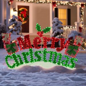 Holiday Merry Christmas Sign Yard Decoration Light Display 72.4‘’W