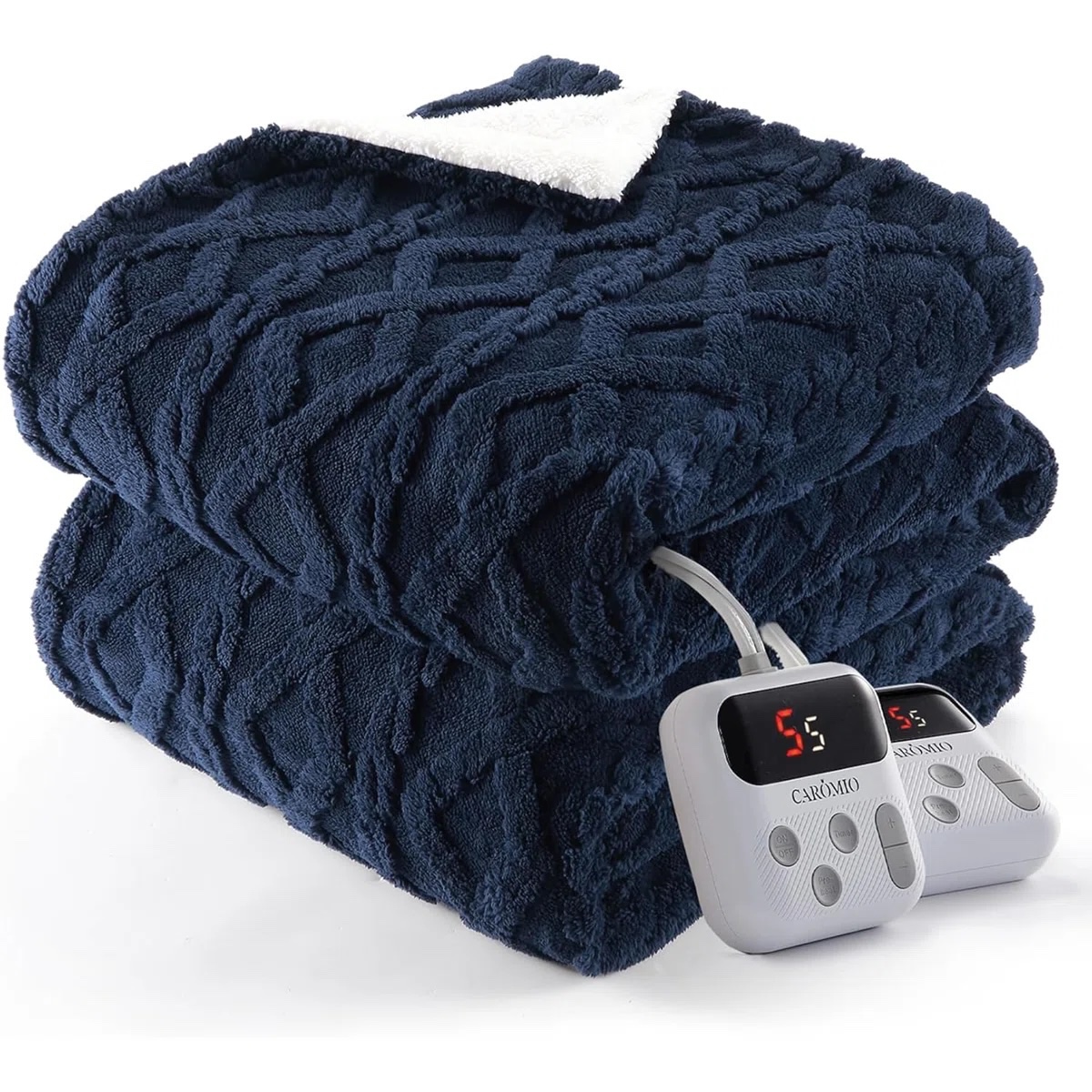 Heated Throw Blanket - Thick Tufted Sherpa Electric Blanket Throw with 10 Heating Levels