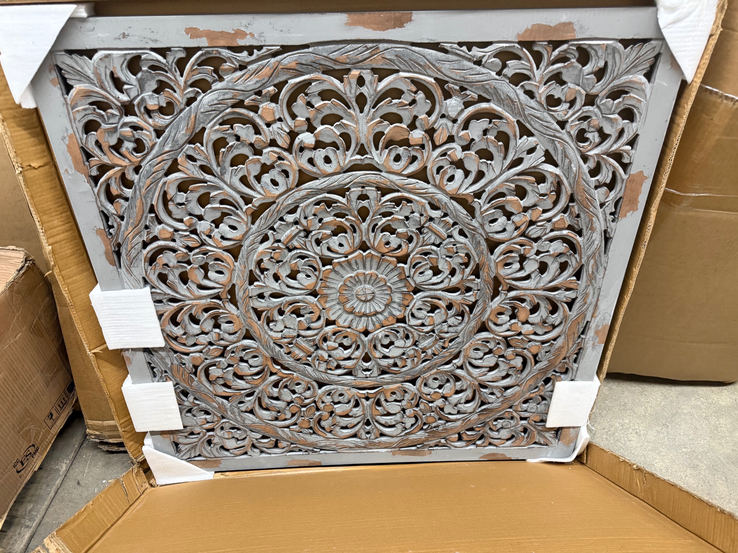 Wooden Handmade Carved Scroll Mandala Floral Home Wall Decor