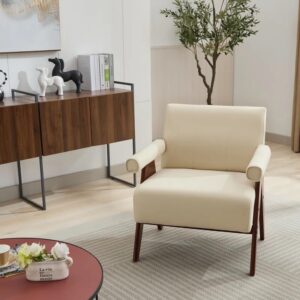 Beige Upholstered Armchair