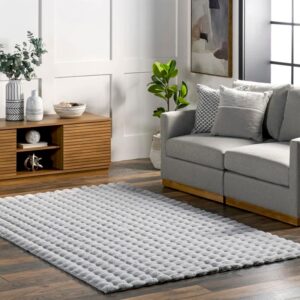 Jeni Solid Machine Washable Area Rug Silver 5'x8'