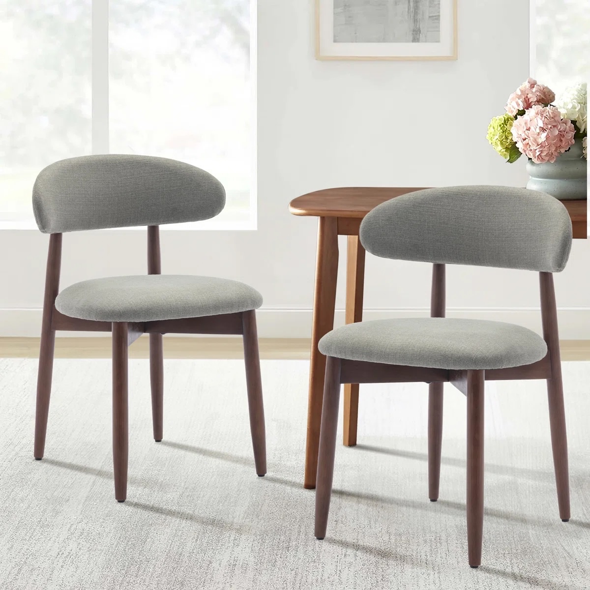 Upholstered Solid Wood Dining Chair Side Chair (Set of 2)