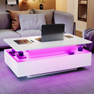Ellise LED Coffee Table with 4 Drawers White