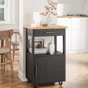Arthalia Wood Kitchen Island Black