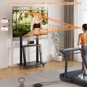 Rolling Tv Stand With Mount For 32-75 Inch Screens Up To 120lb
