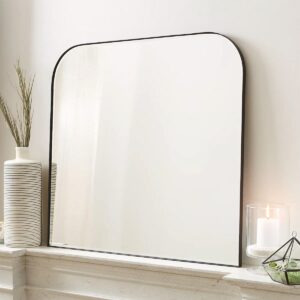 Bhargava Large Mantel Mirror Arched Rounded Corner Wall Mirror For Bathroom Black 30"x34"
