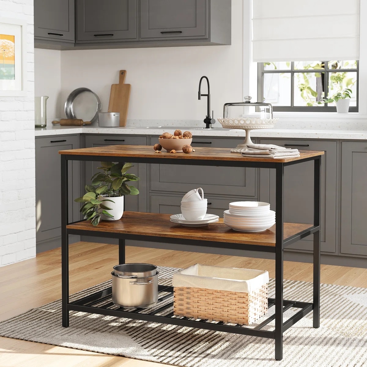 Riggle Kitchen Island Rustic Brown