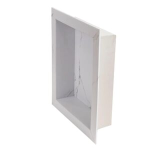 Palisade 17.5 in. x 15.5 in. Vinyl Waterproof Shower Niche Insert in Carrara Marble/Urban Glacier