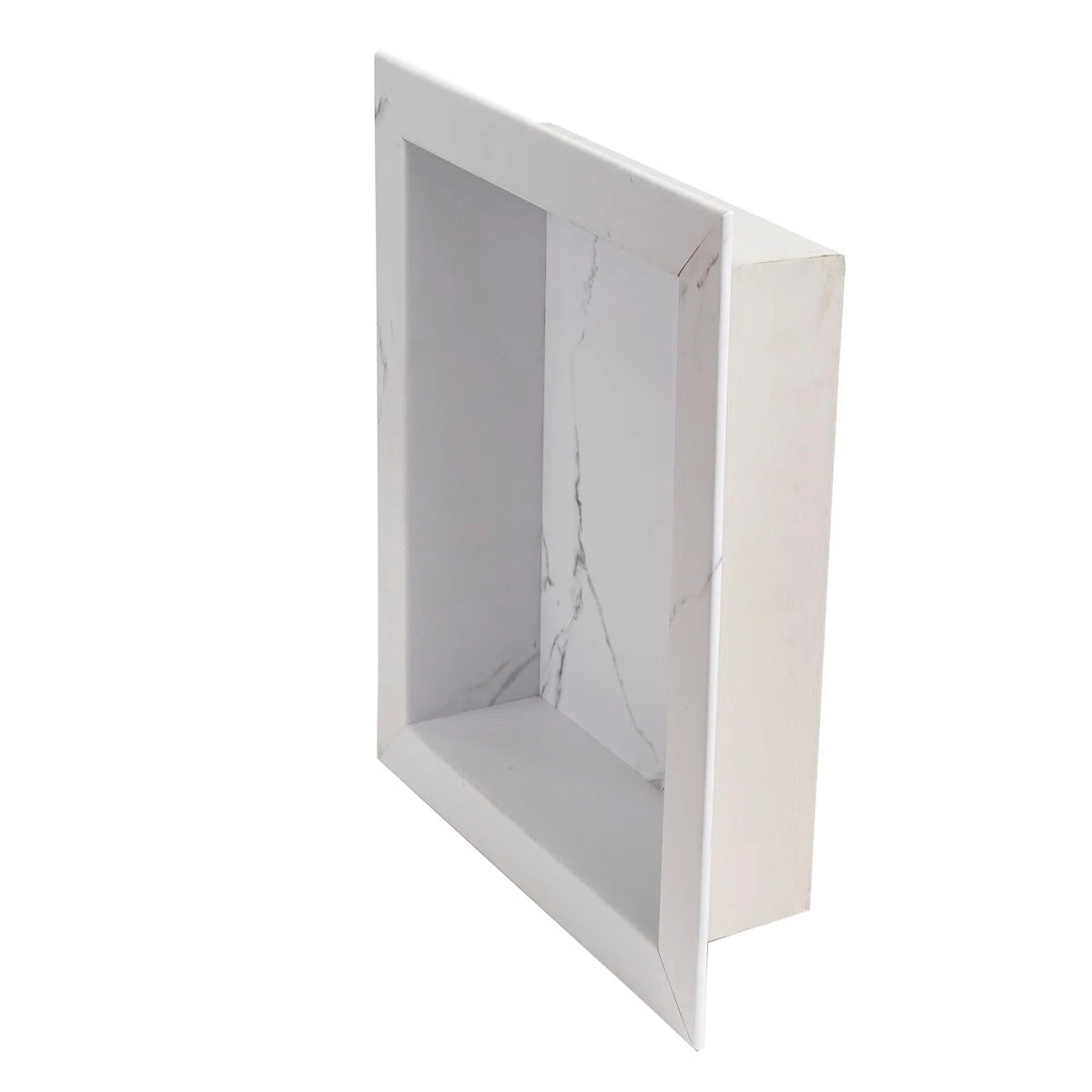 Palisade 17.5 in. x 15.5 in. Vinyl Waterproof Shower Niche Insert in Carrara Marble/Urban Glacier