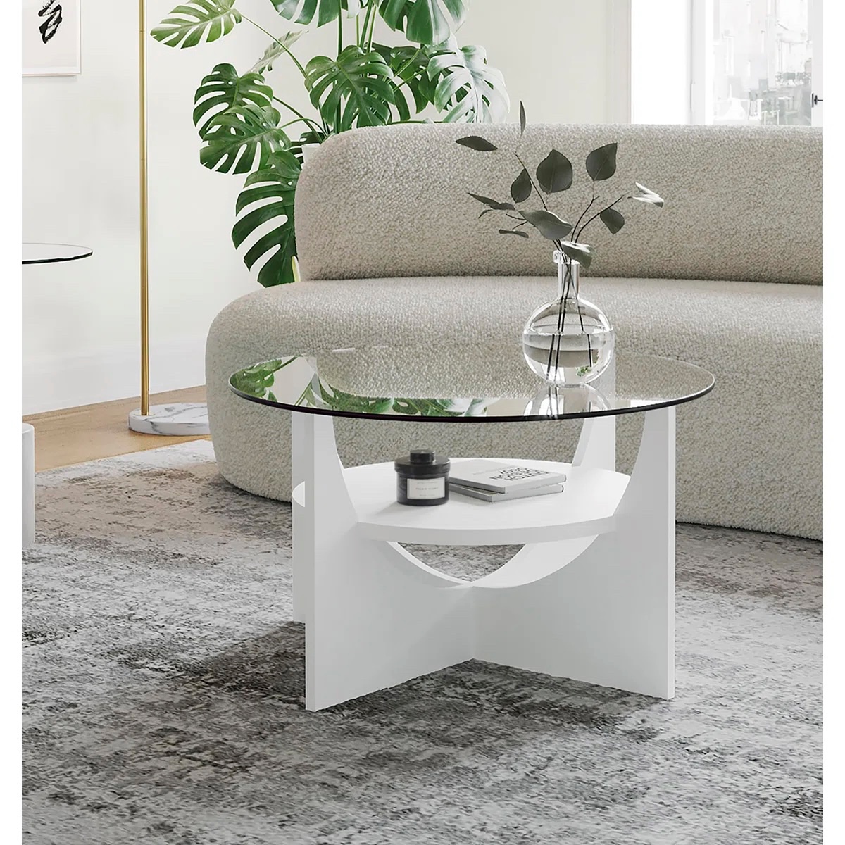 White U Shaped Contemporary Coffee Table