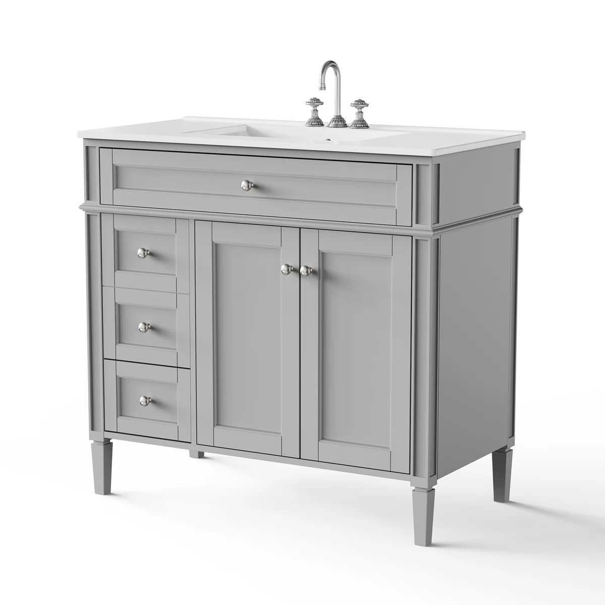36'' Single Solid Wood Bathroom Vanity With Ceramics Top