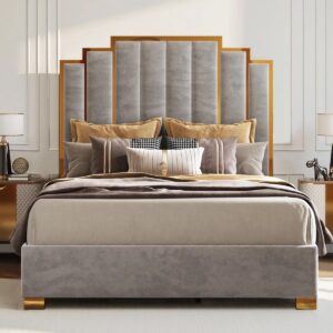 Duncanville Upholstered Queen Platform Bed, Grey