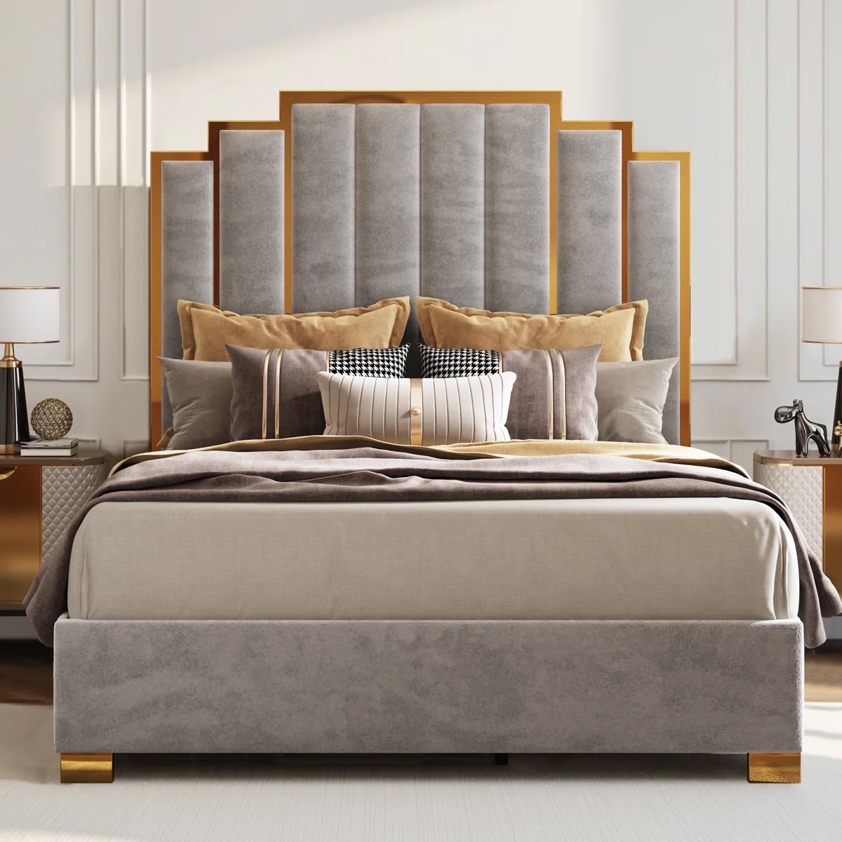 Duncanville Upholstered Queen Platform Bed, Grey