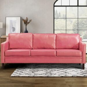80" Vegan Leather Upholstered Square Arm Sofa
