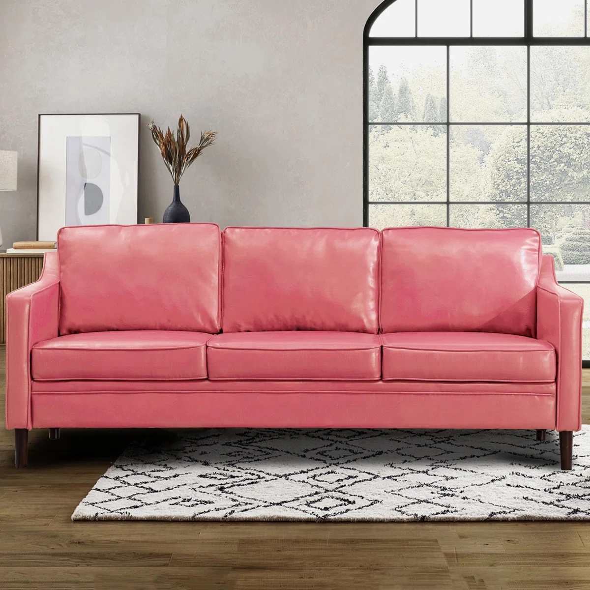 80" Vegan Leather Upholstered Square Arm Sofa