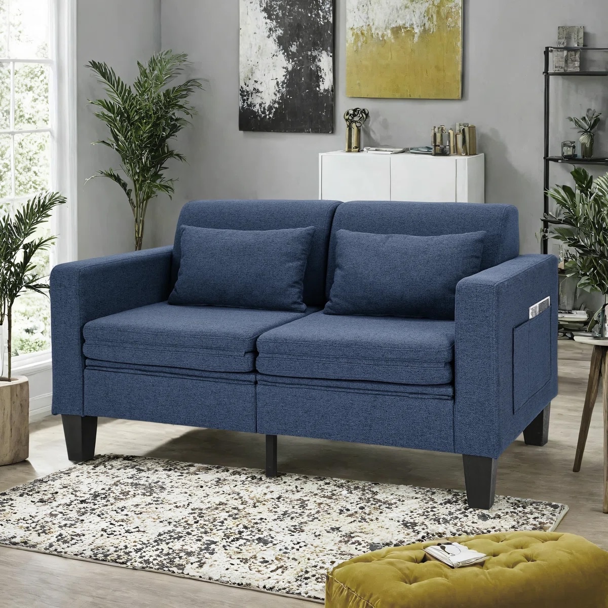 Heron 58.5" Upholstered Sleeper Sofa Blue