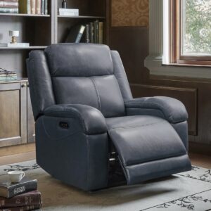 Genuine Leather Zero Wall Power Recliner with Adjustable Headrest