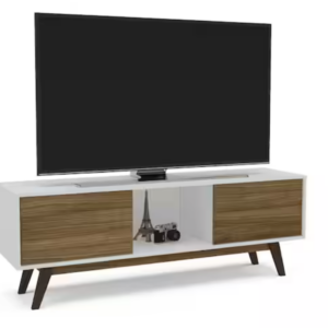 White and Walnut TV Stand Fits TV's up to 65 in.