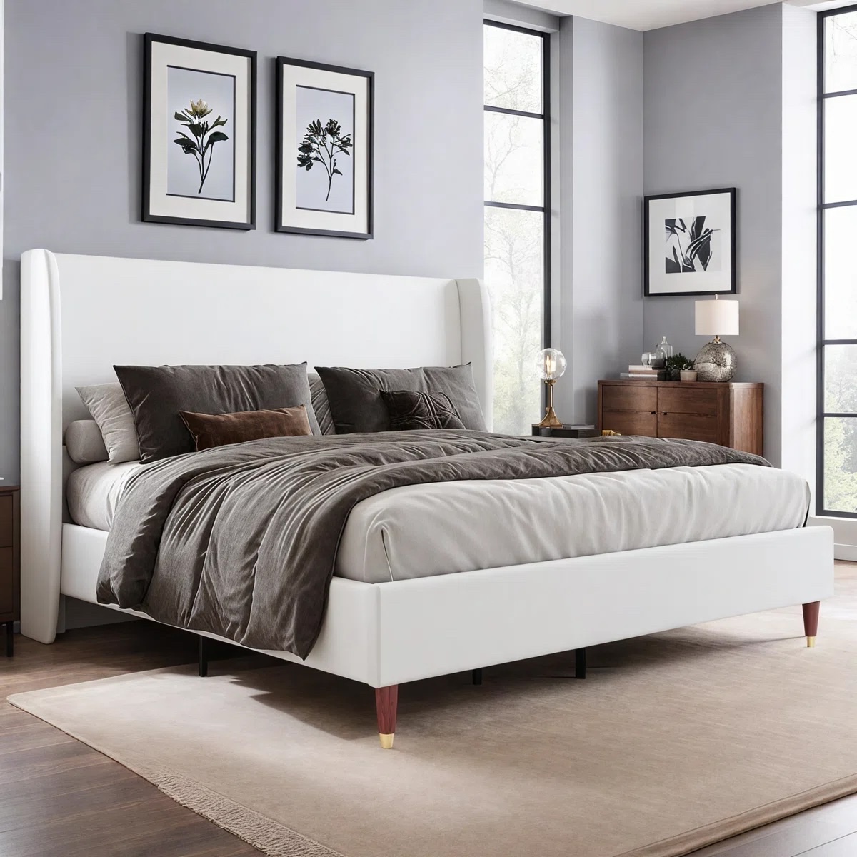 Belo Upholstered Bed White AS IS