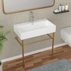 Lordear 17'' Ceramic Rectangular Bathroom Sink with Overflow